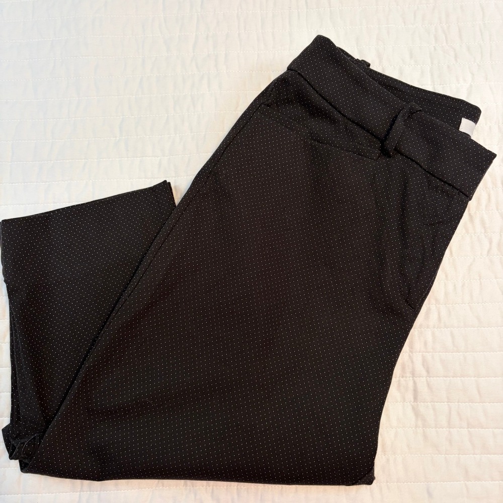 Loft Julie Black Polka Dot Cotton Stretch Ankle Pants Womens Size 10